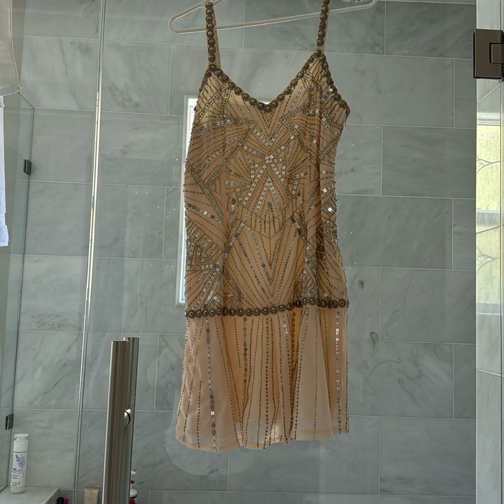 Parker Blush rhinestone and stud dress